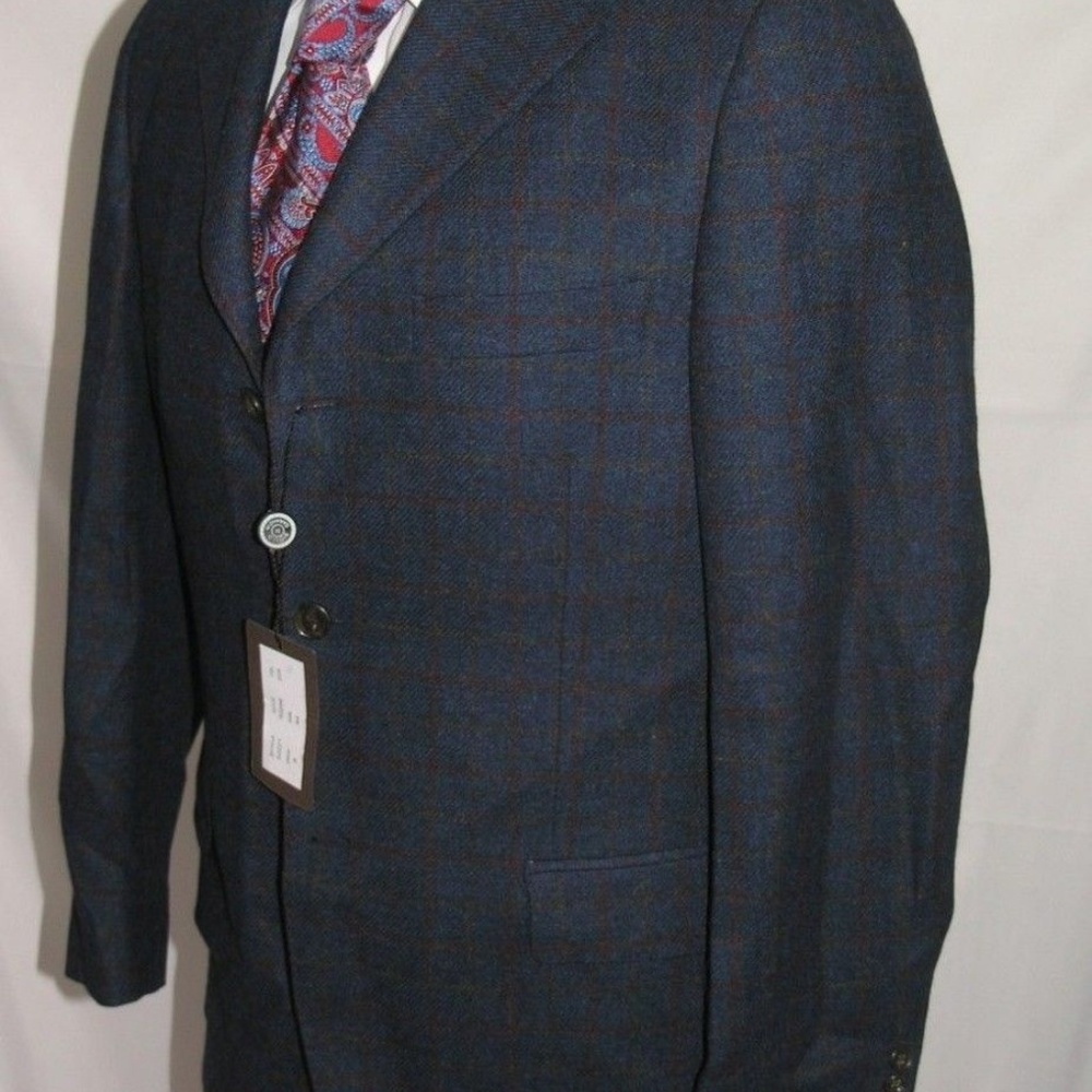 Cuseri Bottoli Blue Plaid Flannel Weight Three Bu… - image 5